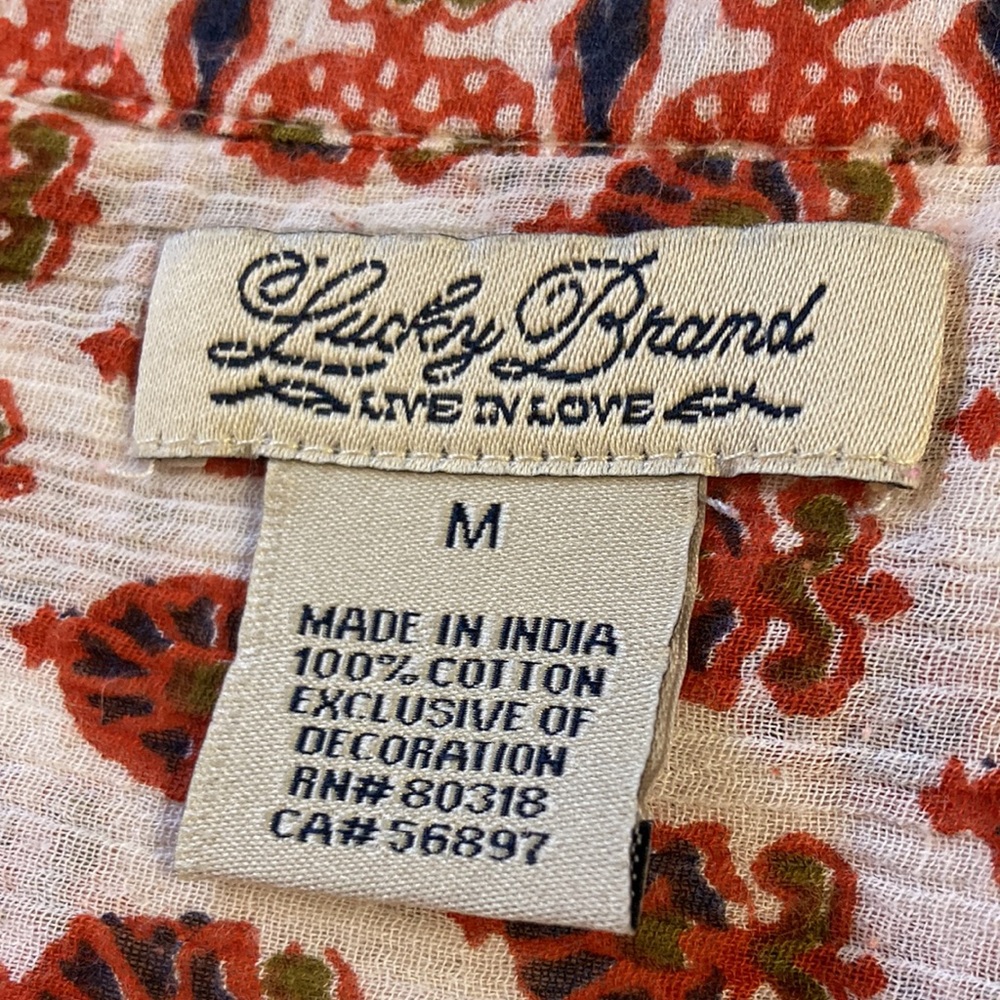 HP!! Lucky Brand Live in Love Floral Patterned Button Down Long Sleeve Top - Picture 7 of 9